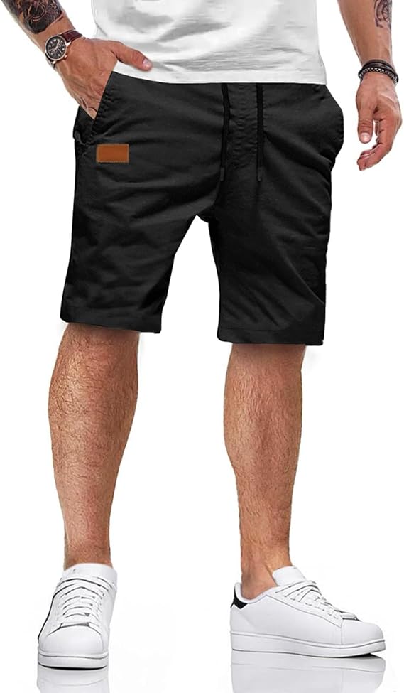 HMIYA Men's Cotton Chino Shorts Summer with 4 Pockets