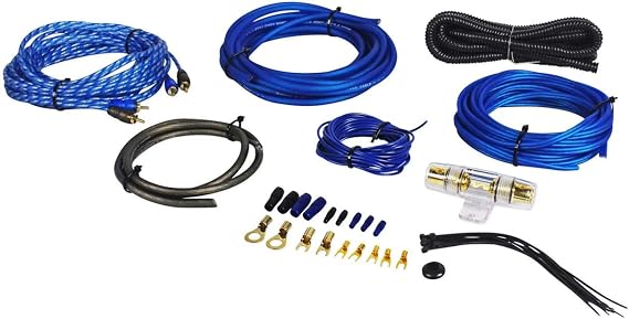 Rockville RWK81 8 Gauge Complete Car Amp Wiring Kit - 100% Copper RCA, High-Conductivity Cables, All Accessories Included, Ideal for DIY Audio Installs | 17ft 100% Copper RCA Cable, 17ft Power, Speaker and Remote Wire, 3ft Ground Wire, 60A AGU Fuse and Holder, 7ft Split Loom