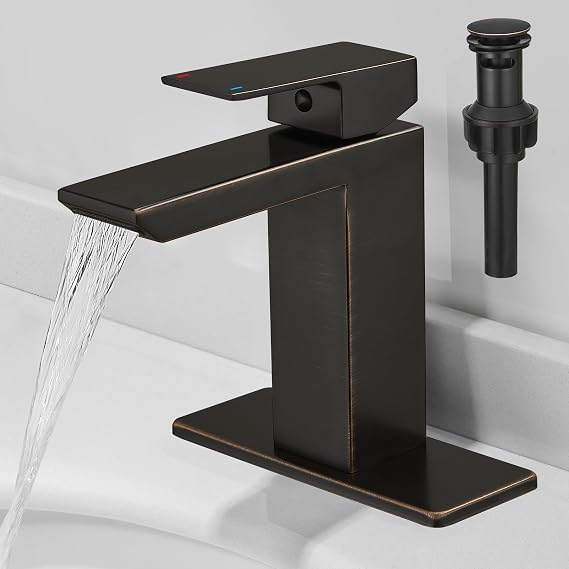 RUMOSE Bronze Bathroom Faucets 1 & 3 Hole Vanity Faucet with Drain