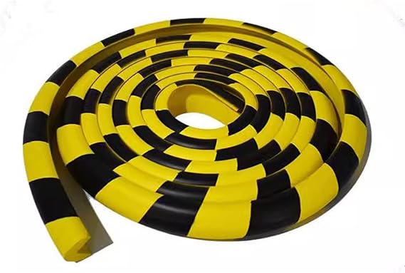 XPLKQXE Rubber Foam Edges Protector, 5m Long Black And Yellow Self-Adhesive Wall Guards (2pcs)