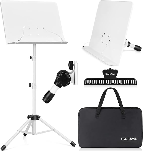 CAHAYA Sheet Music Stand Dual-use Convert to Desktop Stand Adjustable White