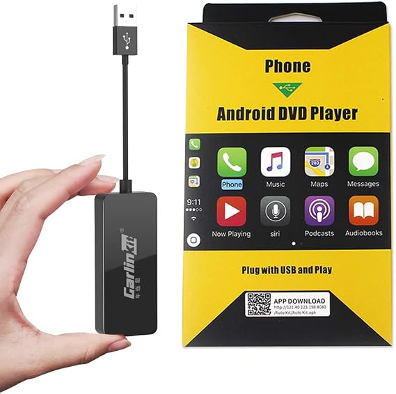 CarlinKit Wired CarPlay Dongle Android Auto for Car Radio with Android System Version 4.4.2 and Above, Install The AutoKit App in The Car System, Dongle Connect The Car's AutoKit App to get CarPlay