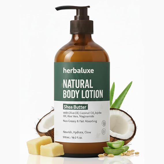 Natural Body Care Cream 500ml – Organic Aloe Vera, Coconut Oil & Shea Butter Moisturising Lotion with Vitamin E | Vegan Herbal Skincare for Soft, Hydrated, Healthy Skin