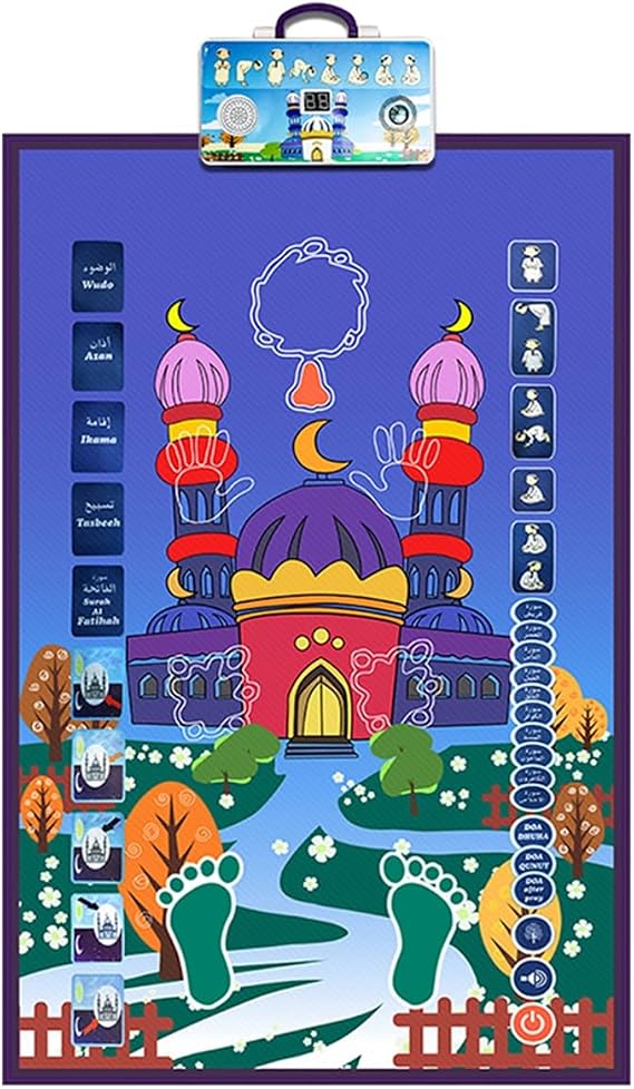 Yaseer Interactive Muslim Prayer Mat | Guided Prayer Learning | Quran Surah Recitation and Duas Recitation | Quranic Electronic Carpet (Quba, Child), Enfant