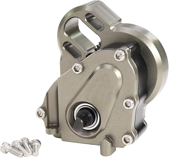 Aluminium 21% Overdriven Billet Transmission Gearbox for 1/24 RC Crawler Axial SCX24 Deadbolt C10 JLU Gladiator Bronco Upgrades (Titanium)