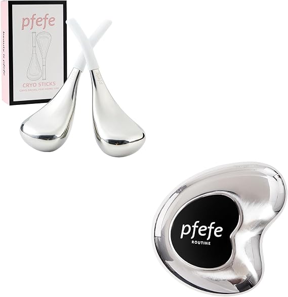 pfefe Cryo Sticks and Gua Sha Set, Esthetician Supplies Cooling Spa Globes Cold Roller with Storage Case