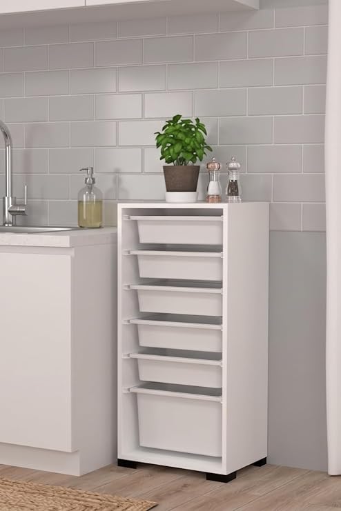 Rüya No.2 Modern Kullanışlı Beyaz Geniş Sepetli Mutfak Dolabı