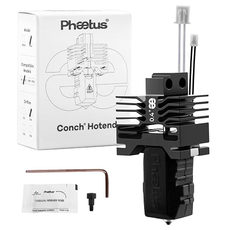 Phaetus Upgrade Conch Hotend/Conch Hotend Plus EndCoat Nozzle/Silicon Carbide Nozzle with Heating Block Thermistor for Bambu Lab X1,X1C 3D Printer 0.4MM (X1 Series)