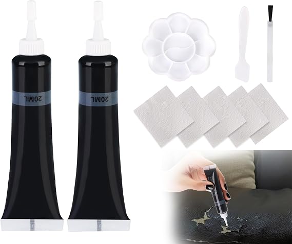 Black Leather Repair Kit for Furniture - All-Inclusive Vinyl Repair Kit