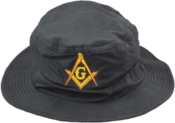 Gold Square & Compass Embroidered Masonic Guide Boonie Hat