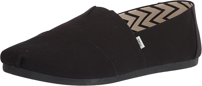 TOMS Men's Alpargata Loafer Flat, Black/Black Recycled Cotton Canvas, 10