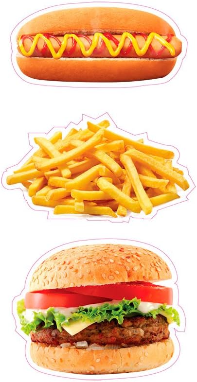 Hot Dog Fries Burger Concession Restaurant Food Truck Die-Cut Vinyl Sticker 10 inches