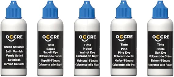 Occre Water-Based Stain and Acrylic Varnish Pack, 50 ml Bottles
