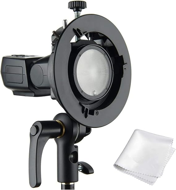 Godox S2 Speedlite S-Type Bracket Bowens Mount, for Godox V100 AD200Pro II AD400Pro AD200Pro V860II TT685 TT600 TT350, Precise Tilt Control, Large Adjustment Handle, Integrated Umbrella Mount