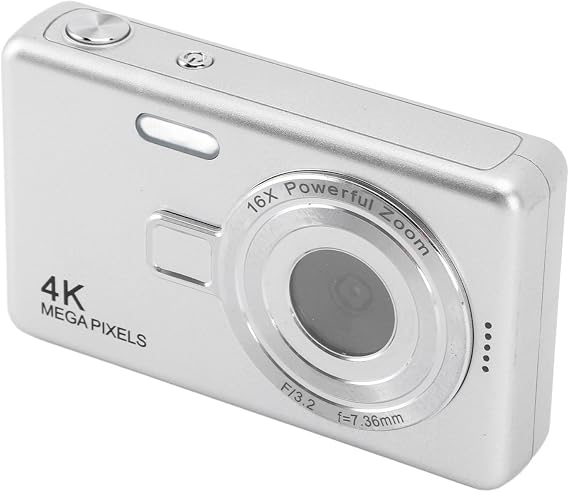 Digital Camera 50MP 1080P 16X Digital Zoom Auto Focus Vedio Camera with 2.4 Screen Compact Anti-Shake Vlogging Camera for Students and Kids (Silver)