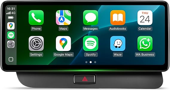 12.3 inch Touchscreen for Audi Q5 Multimedia (2009-2017), Built in Wireless CarPlay Android Auto Bluetooth Factory Car Radio Receivers Retain Original Stereo Amplifier System (Forest)