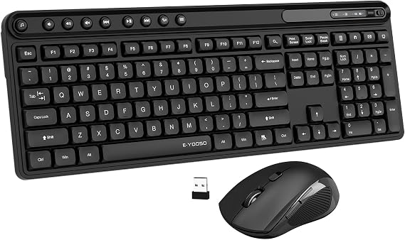 Wireless Keyboard and Mouse Combo,2.4Ghz USB Receiver,Plug & Play,Lag-Free