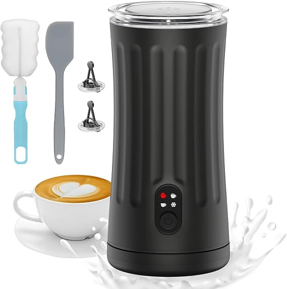 Milk Frother, 4-in-1 Milk Steamer and Frother, 8.1oz, Black