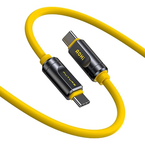 AOHI 80Gb/s USB4 2.0 Cable 3.3FT with up to 120Gbps Bandwidth Boost Dual 8K/4K Display 240W PD 3.1 Fast Charging The Future Adonis for Mac mini M4 Pro MacBook iPhone 17 Pro Max, SSD,Docking, Yellow