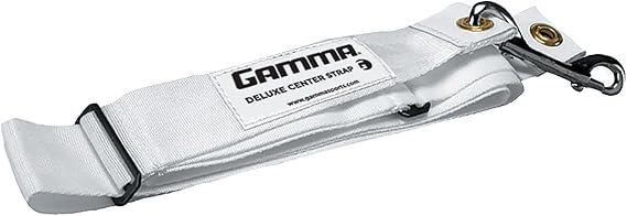 GAMMA Deluxe Center Strap White Tennis Net Centering Strap with Galvanized Hardware Heavy-Duty Woven Nylon, Adjustable Length, Quick Attachment for Court Use
