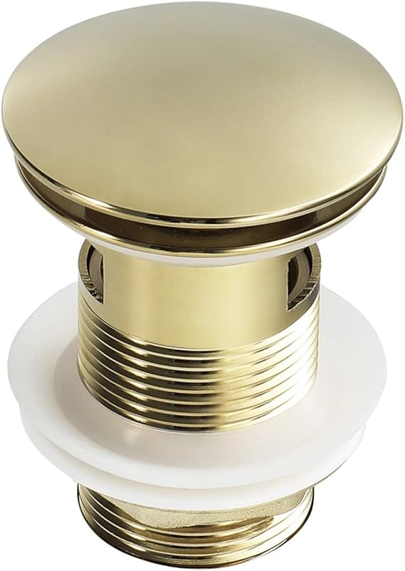 Pop Up Sink Plug Drain Stopper for Bathroom Sink, Modern Pop Up Click Clack Sprung Plug with Overflow, Bathroom Vessel Sink Drain Assembly with Build-In Anti-Clogging Strainer Hair Catcher