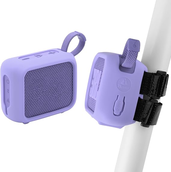 Silicone Case for JBL Go 4, Go 4 Protective Cover, Travel Carrying Pouch w Anti-Dust Charging Cover Speaker Mount Strap (Purple)
