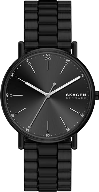Skagen Men's Signatur Three-Hand Black Stainless Steel Watch