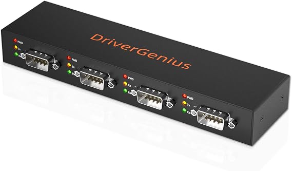 DriverGenius SerialQuadX Series USB to 4-Port RS232/Serial Converter 4 Male DB9 Ports for Industrial Automation & Monitoring, Metal Casing, Compatible with macOS 15 & Windows 11(4XRS232)