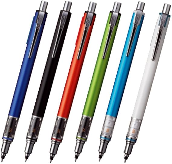 Uni Mechanical Pencil Kurutoga Advance 0.5mm 6-Pencil Bundle Set, Navy M55591P.9, Black M55591P.24, Red M55591P.15, Lime Green M55591P.5, Blue M55591P.33, White M55591P.1