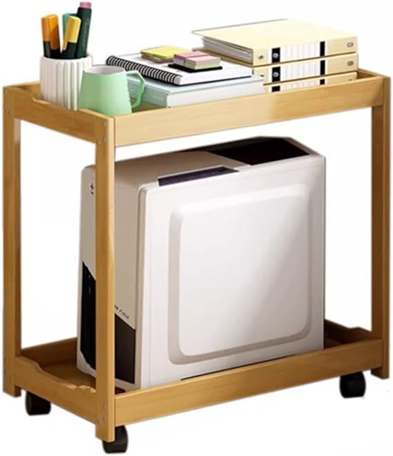 Computer Stand Pc Stand Desktop PC Tower Stand with Storage, 2-Tier Rolling PC Case Holder, CPU Stand Holder with Caster Wheels Under Desk for Home Office Computer Tower Stand Printer Stand