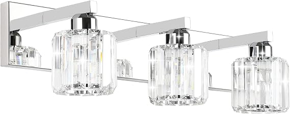 Aipsun Black Vanity Light Bathroom Lighting Fixtures 3 Light Crystal Modern Bathroom Vanity Light (Exclude Bulb)