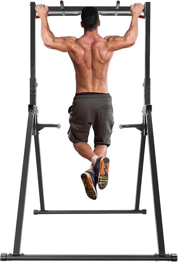 Triangular Pull Up Station,Freestanding Pull Up Bar for Home Gym Strength Training Equipment with Anti-slip Knobs,440.92lbs Load-bearing Foldable Power Tower,Adjustable Height Exercise Equipment