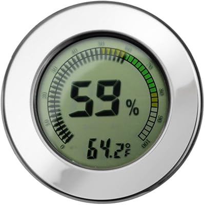 Prestige Import Group - 2.5 Digital Mountable Hygrometer wCalibration for Cigar Humidors - Color: Silver