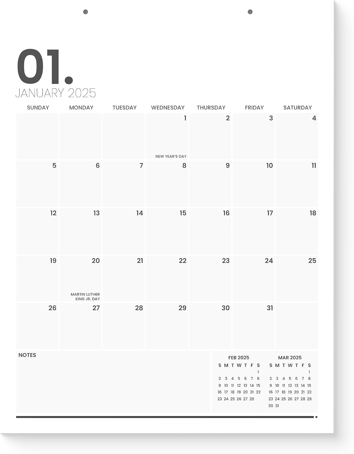 Karto Versatile Calendar 2025 - Vertical 8.5x11 inch Runs Until June 2026 - Boost Your Productivity and Easy Planning with the Aesthetic Monthly Calendar - Minimalist
