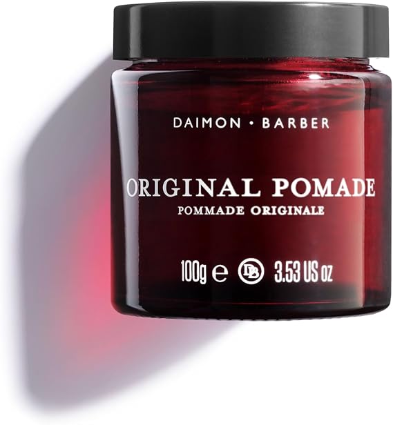 Daimon Barber Original Pomade Water Based Medium Hold 100g | Medium Shine and Medium Hold Pomade for Slick Backs, Pomps and Natural Styles. Leaves Hair Feeling Silky and Soft.