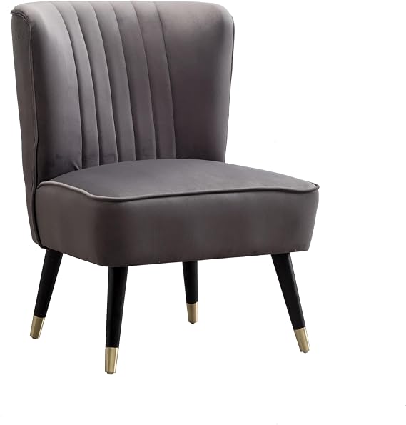 Elon Contemporary Velvet Upholstered Accent Chair, Gray