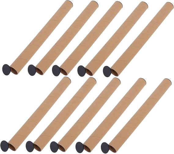 10pcs Kraft Mailing Tubes with Caps Round Cardboard Shipping Tubes for Artwork Maps and Posters Space-saving Design for Secure Transit and Storage