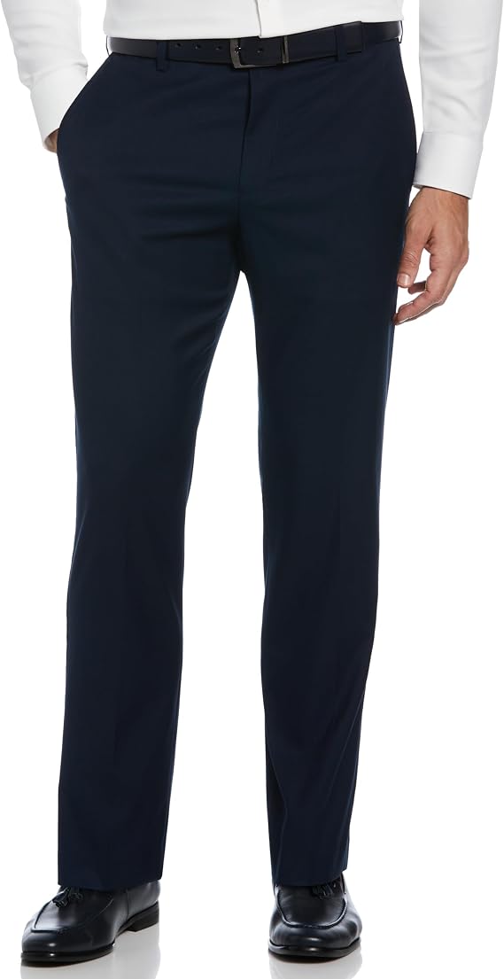 Savane Men's Big & Tall Gabardine Flat Front Straight Leg Dress Pant with Expandable Waistband and 32 Inch Inseam