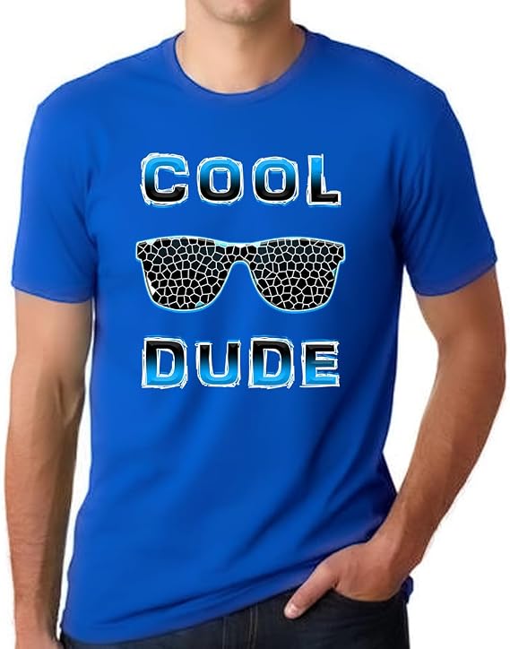 Blue Cool Dude Shirts for Men - Funny Graphic Tees Shirt for Men - Funny Dude Merchandise