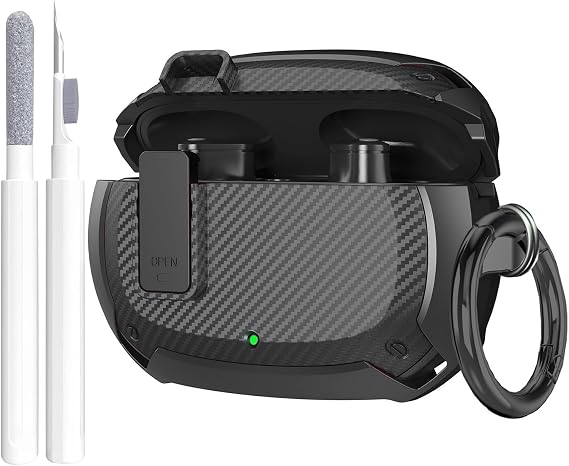 Beats Studio Buds/Studio Buds+ Case Cover 2021/2023 Men Lock Clip with Cleaning Kit, GARTOO Beat Studio Bud Plus Protective Case with Cleaning Tool for Women Girls Kids Black