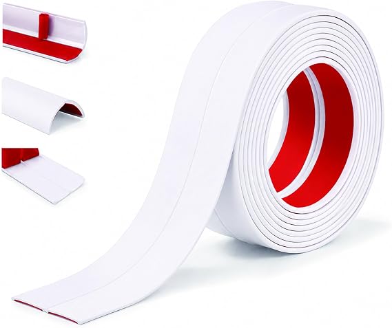 Bnell Flexible Wall Corner Trim, 1.57in Self Adhesive Corner Protector Strip, Peel and Stick Caulk Trim for Inside & Outside Corners, Floor Gap Cover Transition Strip (10FT,White)