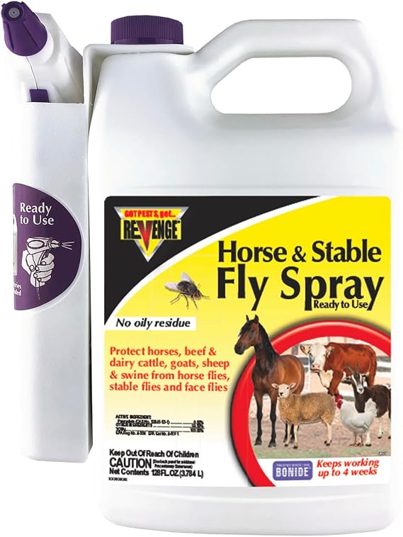 REVENGE Horse & Stable Fly Spray, 128 oz Ready-to-Use with Power Sprayer, Long Lasting Flea and Tick Control | Power Sprayer, Long Lasting Flea and Tick Control