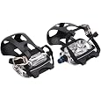 2 Exercise Bike Pedals with Toe Clips and Straps, 1/2 Inch Black