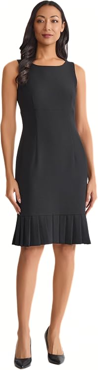 Kasper Women's Sleeveless Pleated Hem Sheath Dress