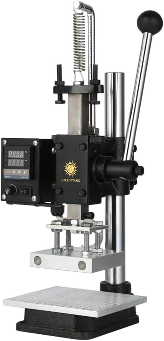 Hot Foil Stamping Machine Printer Logo Creasing Machine Leather Embossing Machine Stamper Temperature Adjustable for PVC PU Plastic Etc.,Hot pressing plate: 8 * 10cm