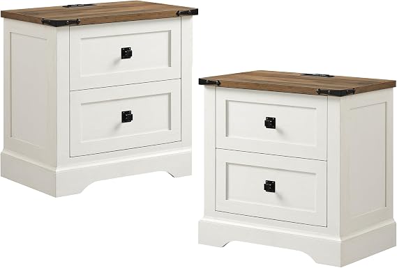 T4TREAM 24" Farmhouse Nightstand Set of 2, Antique White