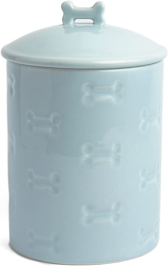 Park Life Designs Dog Treat Jar - Ceramic Dog Treat Container 1.4 Qt (Manor Blue) | Treat Jar with Lid, Keeps Treats Fresh | Stylish Storage Container | Easy-Clean, Dishwasher Safe