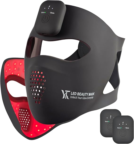 Red Light for Face, Red & Near-Infrared Soft Lightweight Mask, Wireless Rechargeable 3D Led Spectrum Mask with Timing Function at Home and Travel Travel 3D (C)
