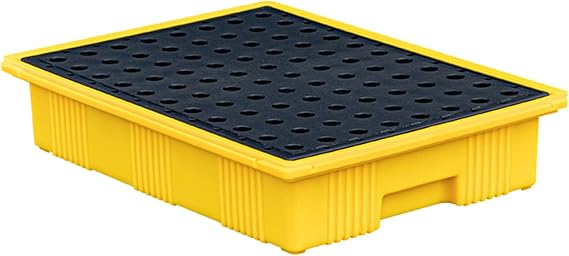 Spill Platform, Yellow And Black Polyethylene Spill Containment Pallet, Modular Spill Containment Tray, Warehouses Factory Oil Drums Spill Pallet, 50 KG Load Capacity (Size : 36x49.5x10.5CM)
