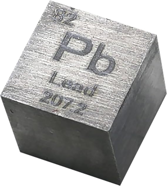 Lead Cube - 10mm Pure Metal Element Cubes - Laser Engraved High Density Cube Set for a Periodic Table of Elements Collection,Lead